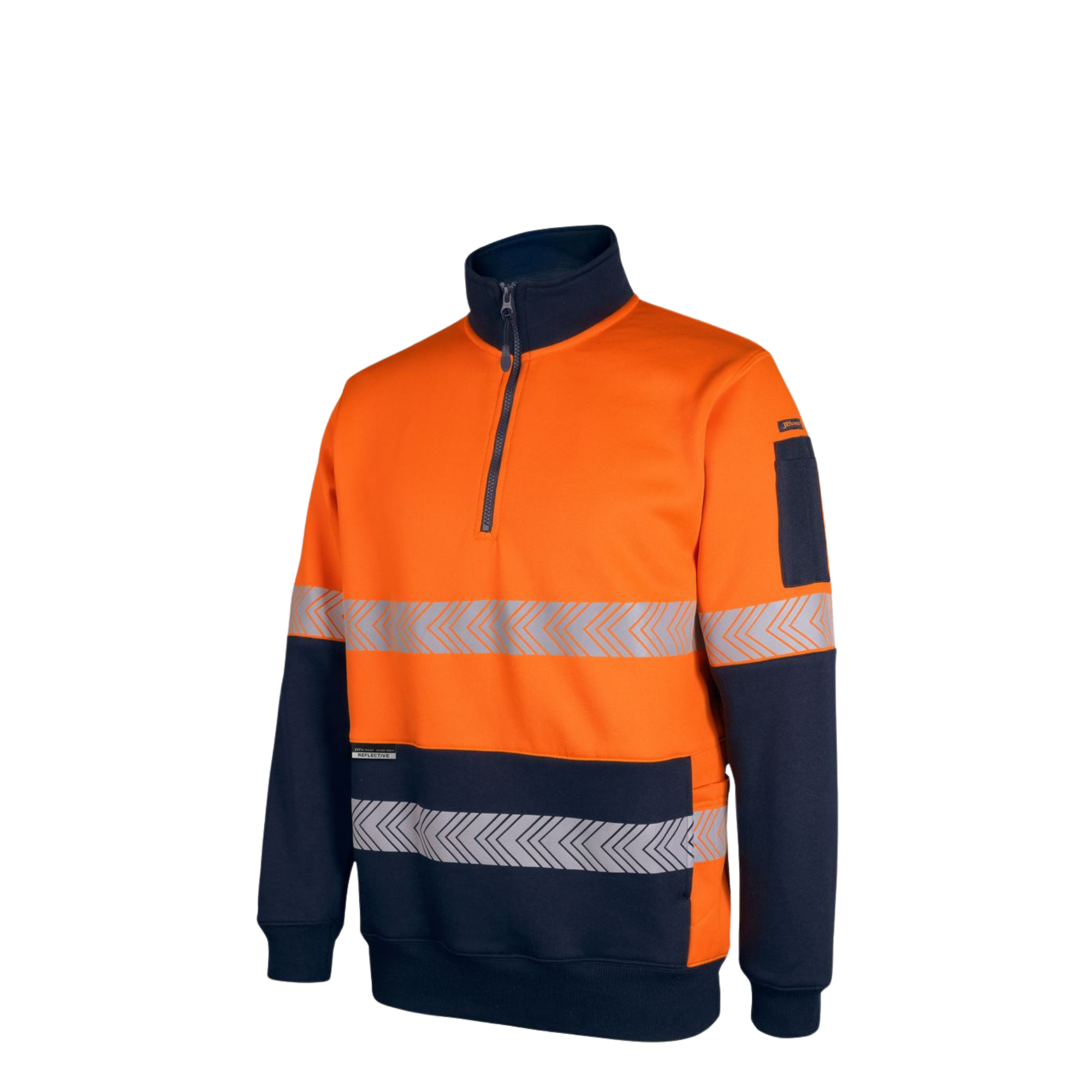 JB'S HI VIS 330G 1/2 ZIP SEGMENTED TAPE FLEECE