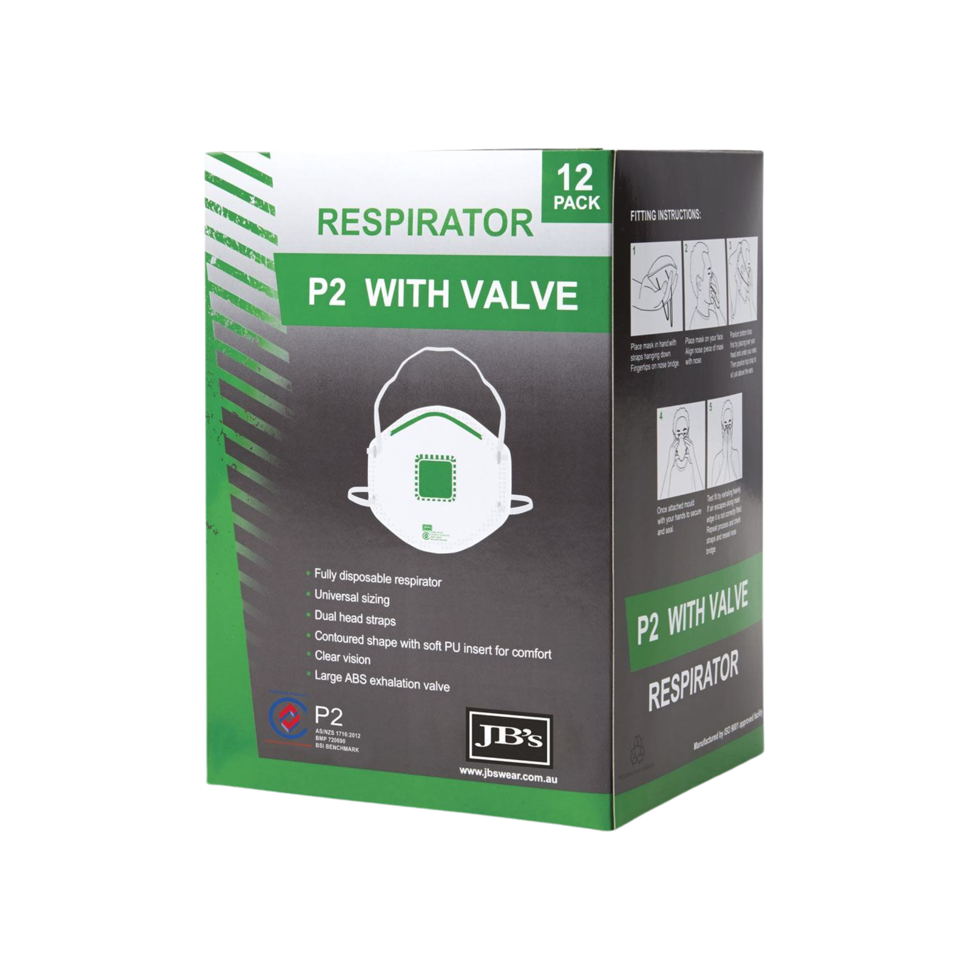 JB'S P2 RESPIRATOR WITH VALVE (12 PACK)