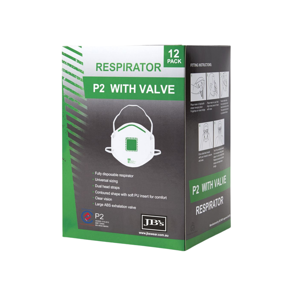 JB'S P2 RESPIRATOR WITH VALVE (12 PACK)