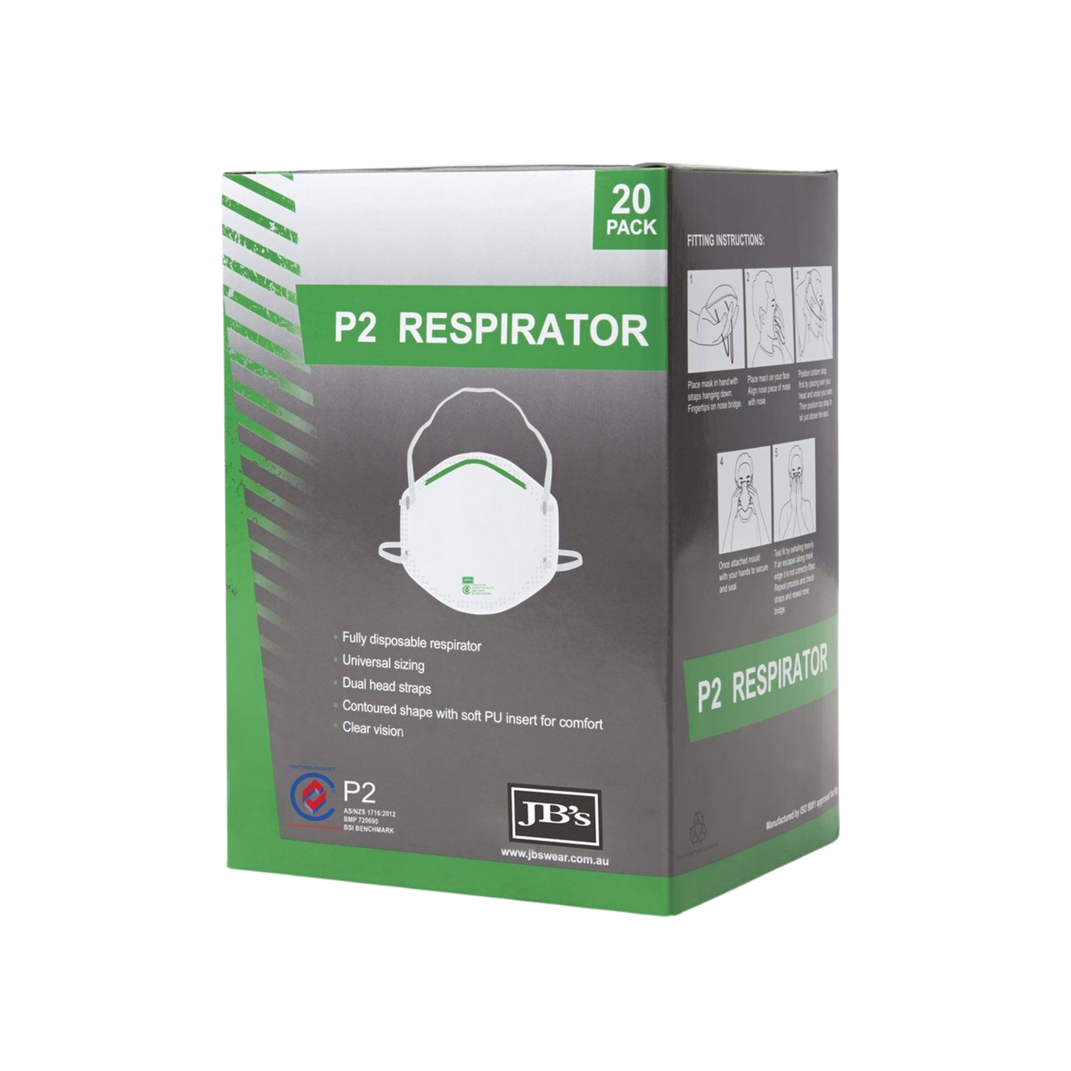 JB'S P2 RESPIRATOR (20PC)