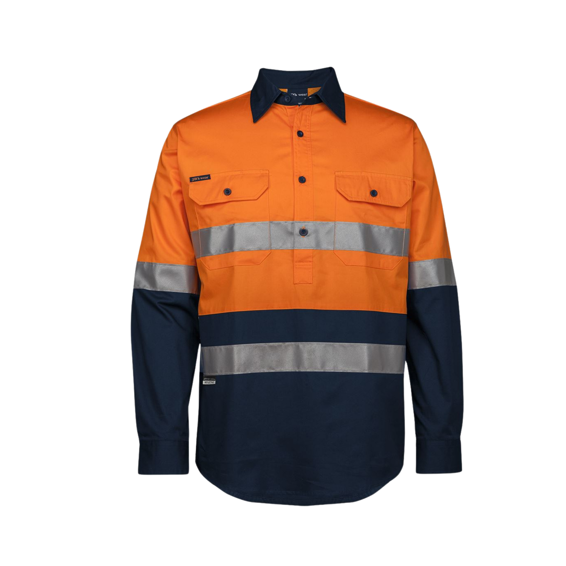 JB'S HI VIS (D+N) CLOSE FRONT L/S 150G WORK SHIRT