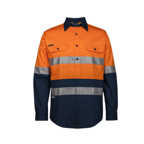 JB'S HI VIS (D+N) CLOSE FRONT L/S 150G WORK SHIRT