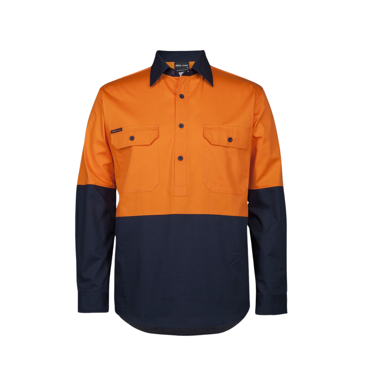 JB'S HI VIS CLOSE FRONT L/S 150G WORK SHIRT