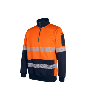 JB'S HI VIS 330G 1/2 ZIP SEGMENTED TAPE FLEECE