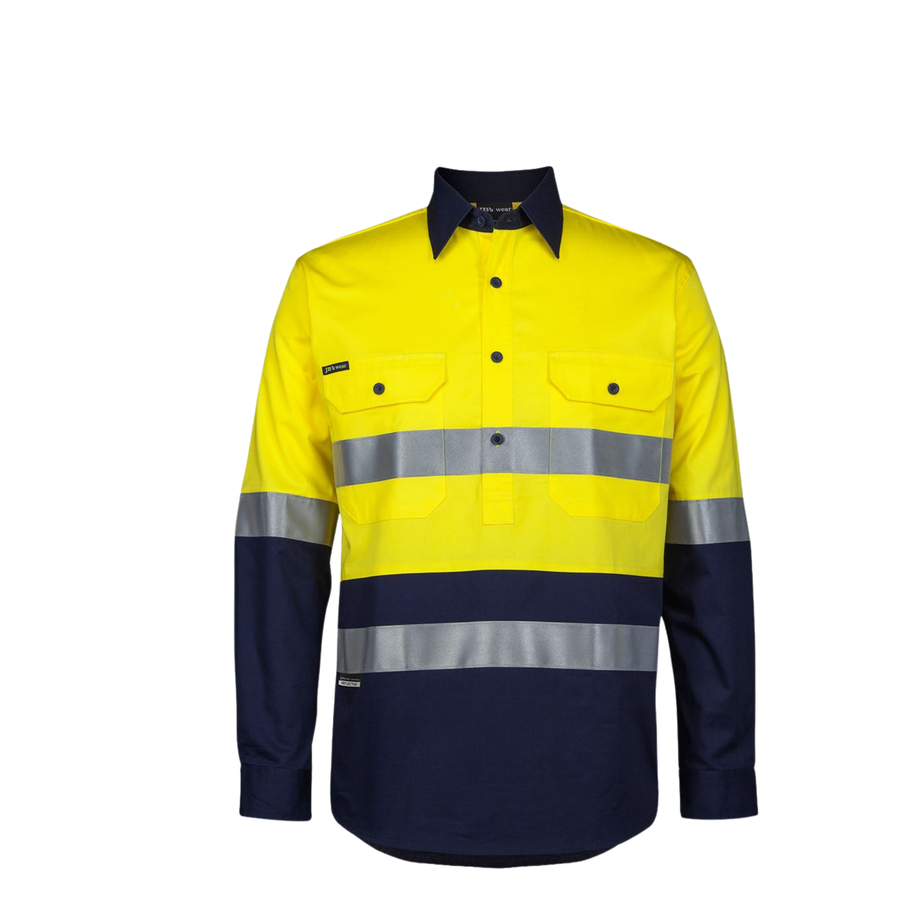 JB'S HI VIS (D+N) CLOSE FRONT L/S 150G WORK SHIRT