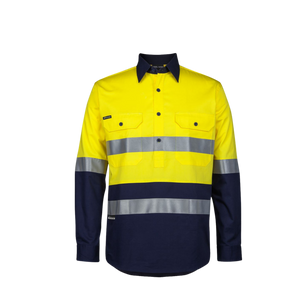 JB'S HI VIS (D+N) CLOSE FRONT L/S 150G WORK SHIRT