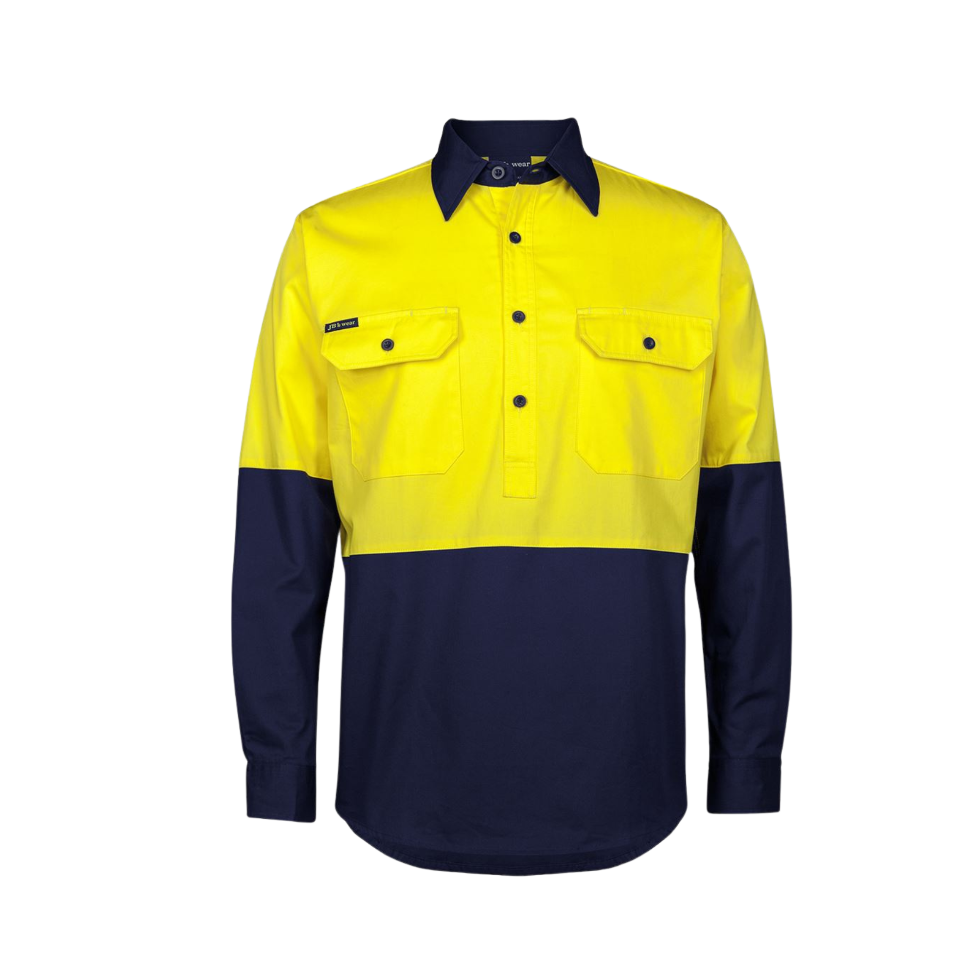 JB'S HI VIS CLOSE FRONT L/S 150G WORK SHIRT